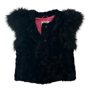 Skaist Taylor women's Black Fur Button Up Vest Size XS